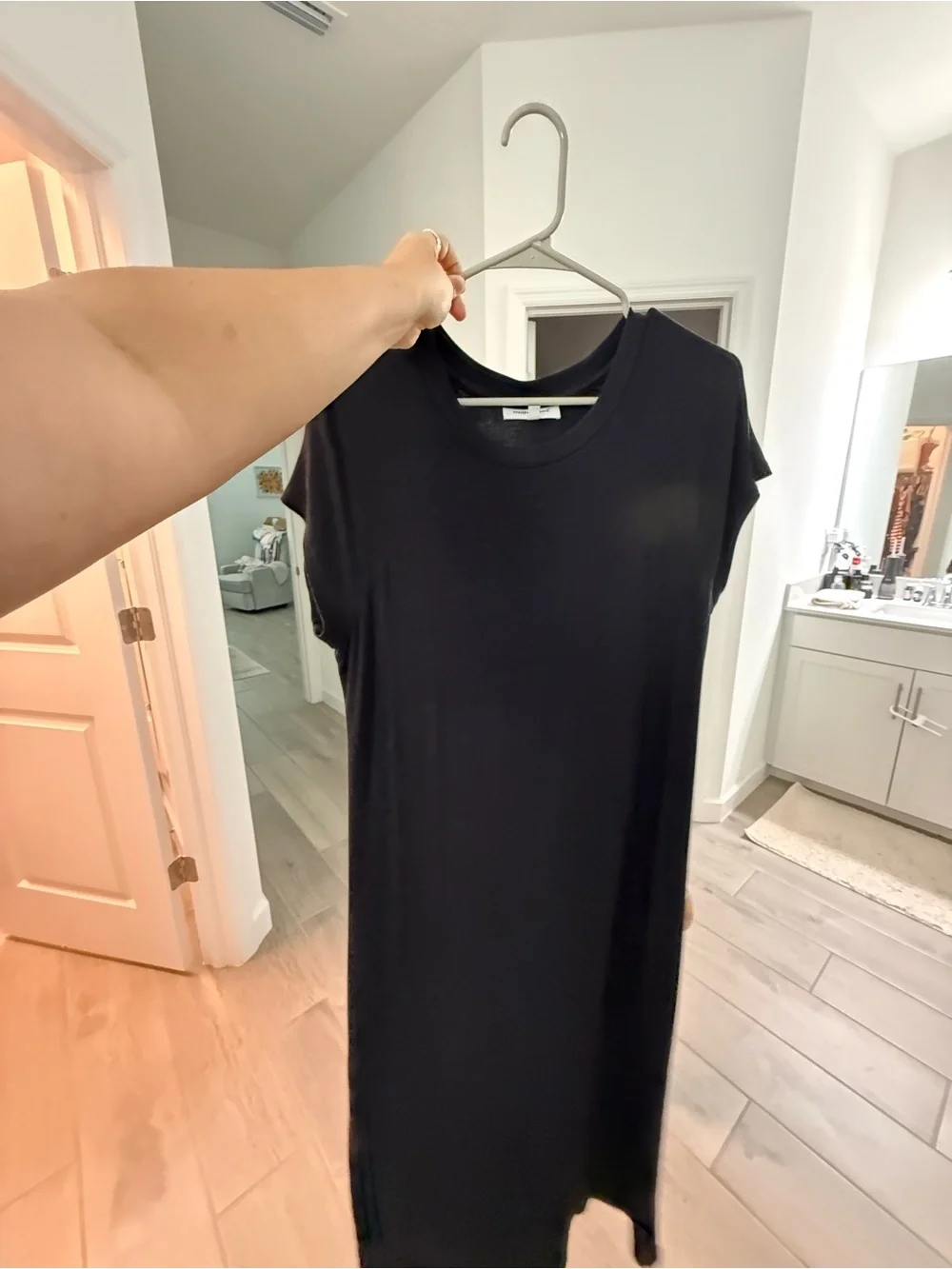 Black Short-Sleeve Maternity Dress